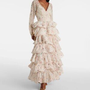 BNWT Zimmermann Watercolour Floral Halliday Tiered Ruffle Gown